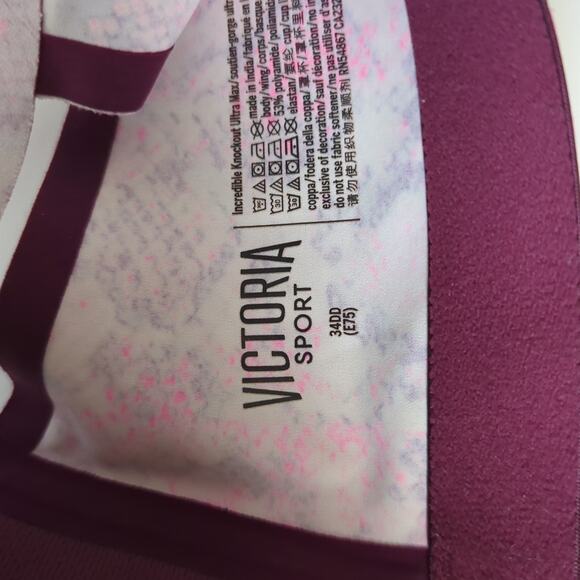 Victoria's Secret Knockout Ultra Max Sports Bra Snake Print Zip Front 34DD 34E - Picture 4 of 6